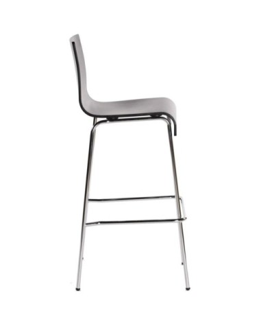 Tabouret de bar empilable noir et métal chromé h103cm