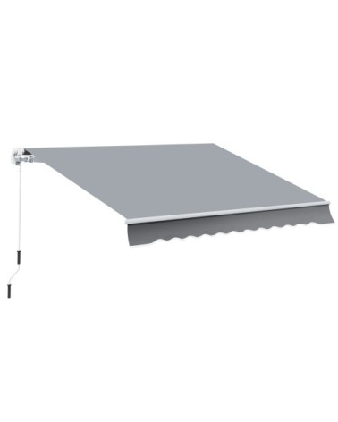 Banne manuel rétractable avec manivelle aluminium/polyester gris