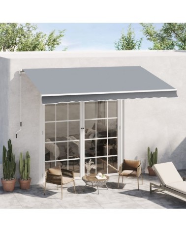 Banne manuel rétractable avec manivelle aluminium/polyester gris