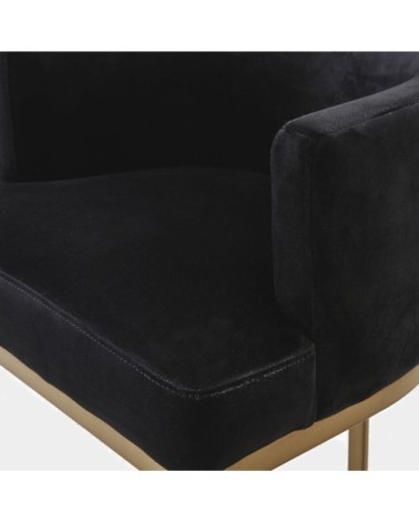 Fauteuil de bar en velours noir et métal coloris laiton H75