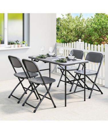 Outsunny Salon de jardin extérieur gris foncé