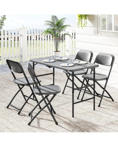 Outsunny Salon de jardin extérieur gris foncé