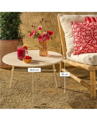 Table d'appoint crème fer h38xl60.5xl60.5cm