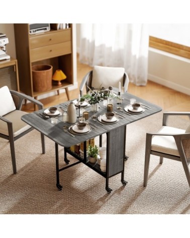 Table à manger pliante extensible gris