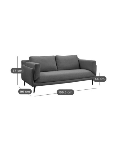 Canapé tissu recyclé 2 places anthracite