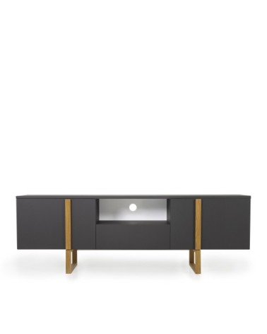 Meuble TV en bois 2 portes 1 tiroir L177cm gris foncé