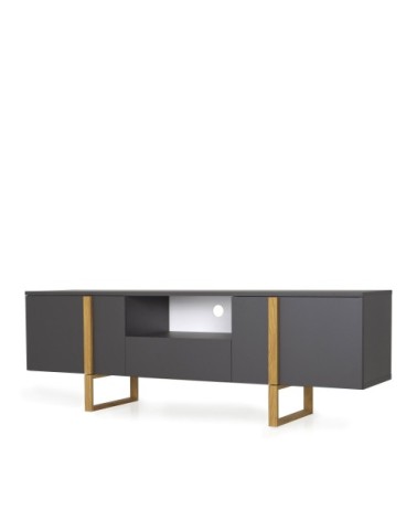 Meuble TV en bois 2 portes 1 tiroir L177cm gris foncé