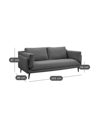 Canapé tissu recyclé 3 places anthracite