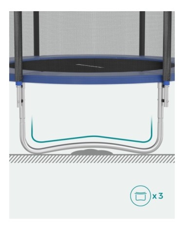 Trampoline extérieur enfant diamètre 183cm 180cm de haut noir et bleu