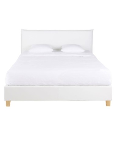 Lit coffre avec sommier à lattes 180x200 blanc