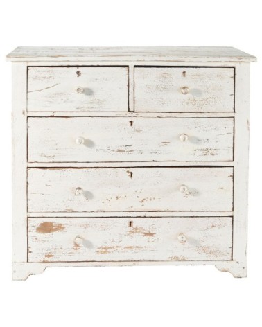 Commode en manguier blanche effet vieilli L 94 cm