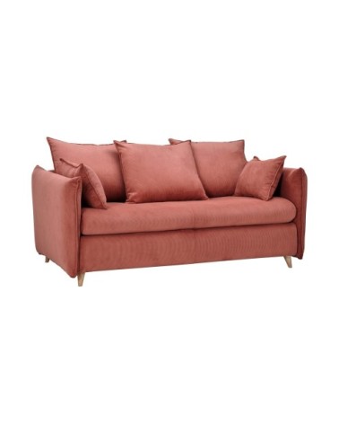 Canapé convertible velours côtelé couchage 140x190 cm framboise