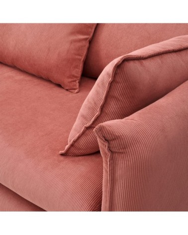 Canapé convertible velours côtelé couchage 140x190 cm framboise