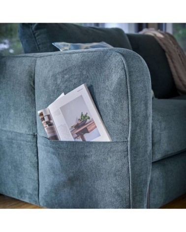 Canapé convertible en tissu 3 places couchage 140x190 cm bleu