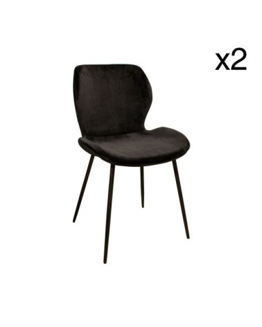 Lot de 2 chaises en velours noir