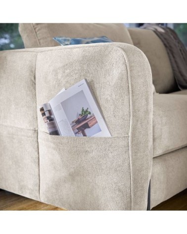 Canapé convertible en tissu 3 places couchage 140x190 cm beige