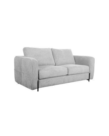 Canapé convertible en tissu 3 places couchage 140x190 cm gris clair