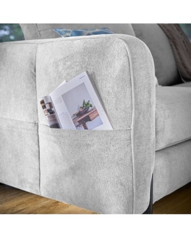 Canapé convertible en tissu 3 places couchage 140x190 cm gris clair