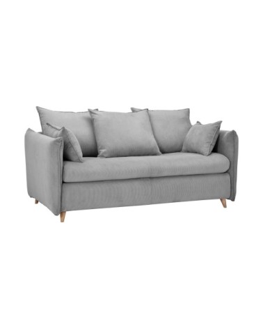 Canapé convertible velours côtelé couchage 140x190 cm gris