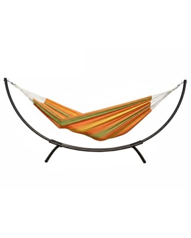 Hamac en coton xl vert et jaune et support en métal xl