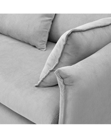 Canapé convertible velours côtelé couchage 140x190 cm gris