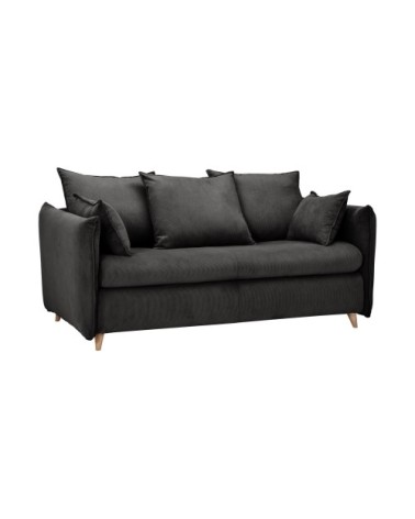 Canapé convertible velours côtelé couchage 140x190 cm anthracite