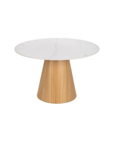 Table à manger en acier et céramique blanc 120cm
