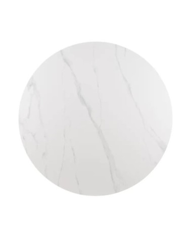 Table à manger en acier et céramique blanc 120cm