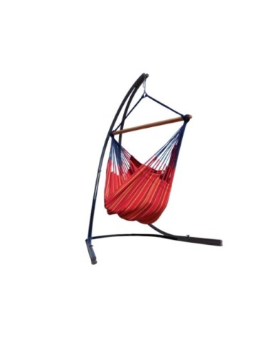 Chaise hamac xxl en coton rouge grenade et pied en métal