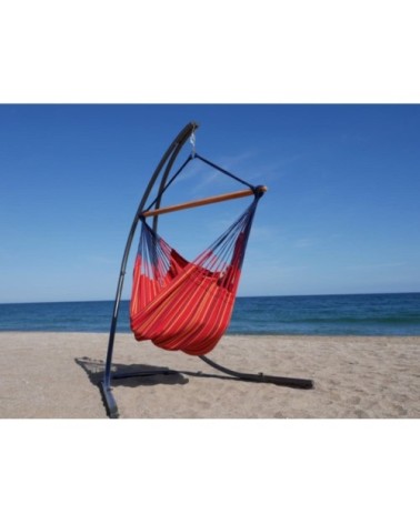 Chaise hamac xxl en coton rouge grenade et pied en métal