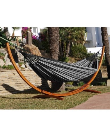 Hamac xl noir double sur pied en mélèze
