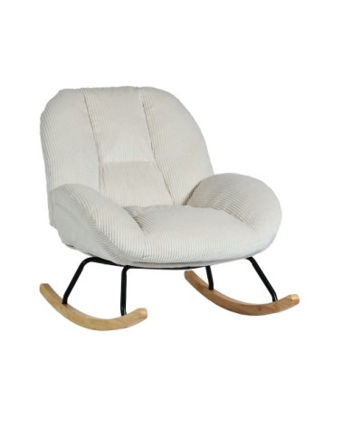 Chaise à bascule scandinave avec revêtement côtelé beige