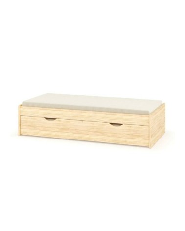 Pack lit 2 places bois massif noisette 140x190 cm