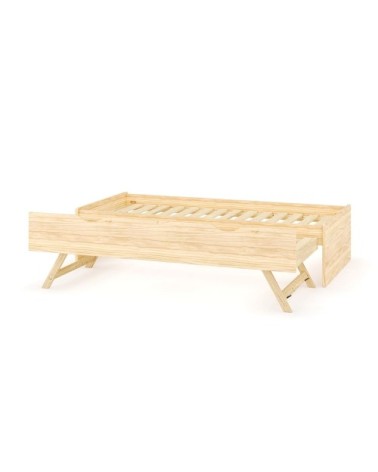 Pack lit 2 places bois massif noisette 140x190 cm