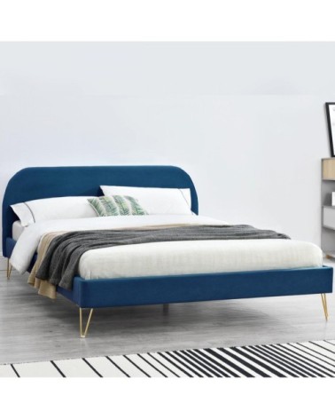 Structure de lit  en velours et laiton bleu