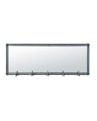 Miroir industriel 5 patères en métal noir 135x51