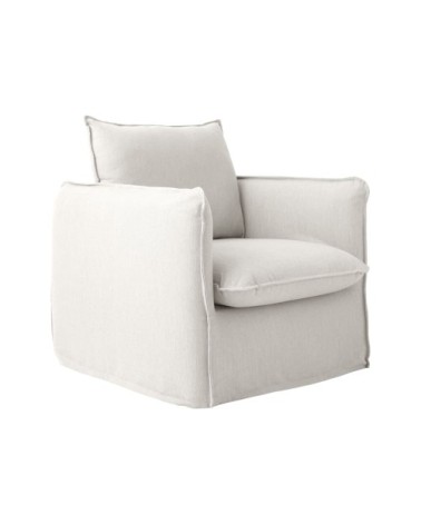 Fauteuil déhoussable en tissu effet lin naturel