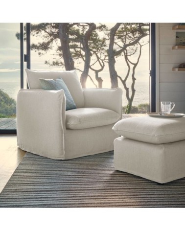 Fauteuil déhoussable en tissu effet lin naturel