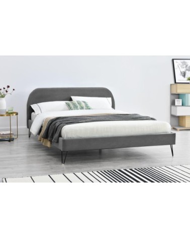 Structure de lit 160 x 200 cm en velours gris et noir