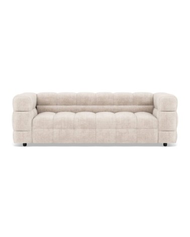 Canapé droit 3 places en velours texturé beige