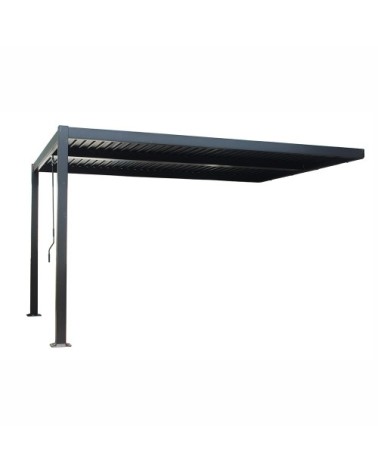 Pergola bioclimatique 4x3m adossée en aluminium noir