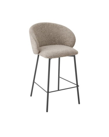 Lot de 2 tabourets de bar en tissu et métal h66cm - marron chiné