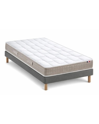Matelas 100% latex 5 zones h18 sommier en kit gris 90 x 190