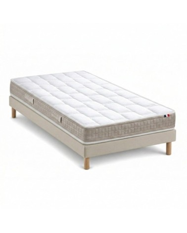 Matelas 100% latex 5 zones h18 sommier en kit beige 90 x 190