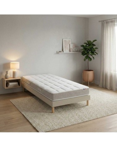 Matelas 100% latex 5 zones h18 sommier en kit beige 90 x 190