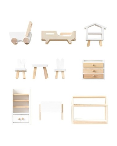 Meubles maison de poupée en panneau de particules blanc