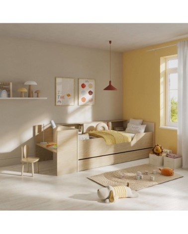 Lit évolutif et modulable effet bois clair couchage 90 x 140/200
