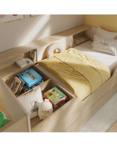 Lit évolutif et modulable effet bois clair couchage 90 x 140/200