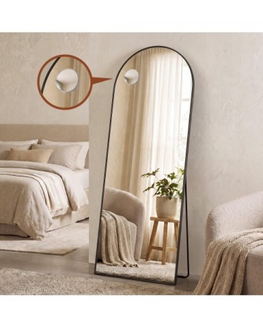 Miroir sur pied 160 x 50 cm sur pied cadre en alliage d'aluminium noir