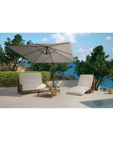 Parasol déporté et rotatif 3 x 4 m gris